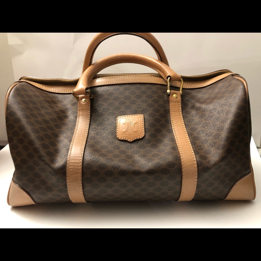 Vintage Celine Macadam PVC Travel Bag w/ pouch